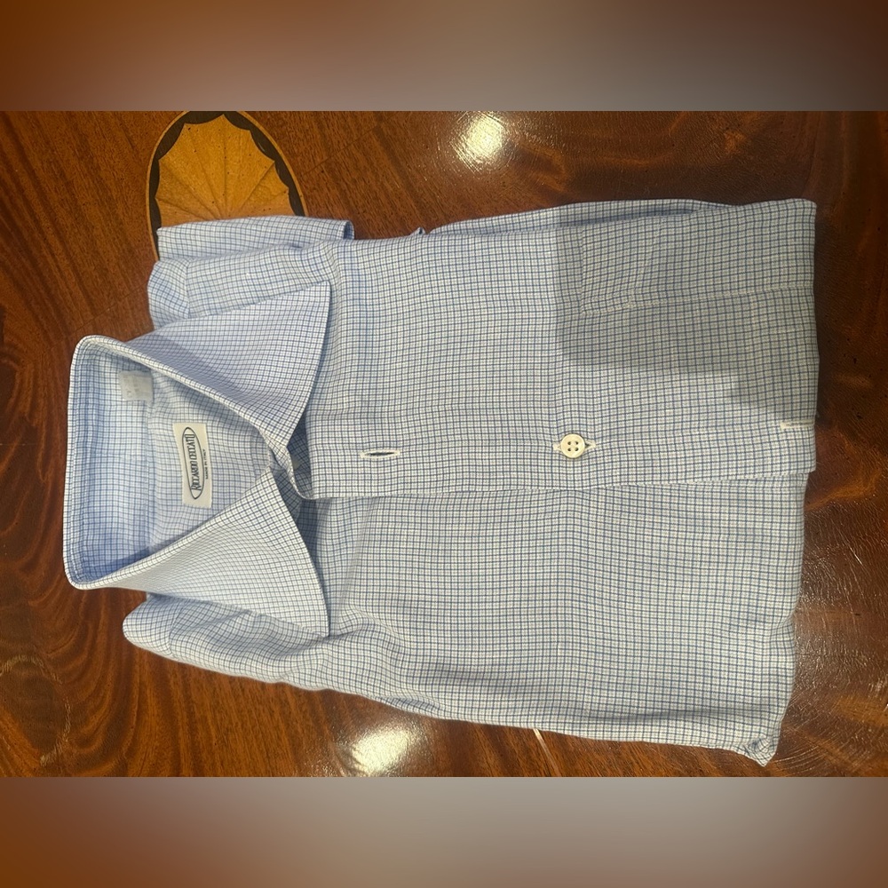 Blue checker button down shirt